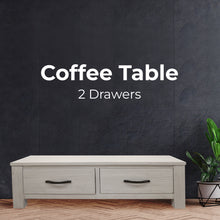 Load image into Gallery viewer, Foxglove Coffee Table 127cm 2 Drawer Solid Mt Ash Timber Wood - White