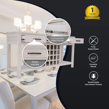 Load image into Gallery viewer, Foxglove Sideboard Buffet Wine Cabinet Bar Bottle Wooden Storage Rack - White