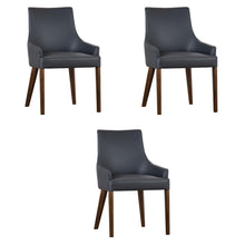 Load image into Gallery viewer, Tuberose Dining Chair Set of 3 PU Leather Solid Acacia Wood Furniture Dark Grey