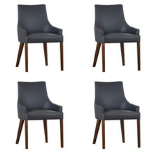 Load image into Gallery viewer, Tuberose Dining Chair Set of 4 PU Leather Solid Acacia Wood Furniture Dark Grey