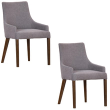 Load image into Gallery viewer, Tuberose Dining Chair Set of 2 Fabric Seat Solid Acacia Wood Furniture - Grey