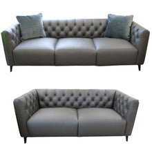 Load image into Gallery viewer, Luxe 2pc Genuine Forli Leather Sofa Set 2.5-3.5 Seater Lounge Couch -Dark Grey