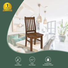 Load image into Gallery viewer, Umber Dining Chair Set of 2 Solid Pine Wood Home Dinner Furniture - Dark Brown