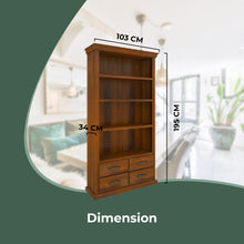 Load image into Gallery viewer, Umber Bookshelf Bookcase 4 Tier Drawers Solid Pine Timber Wood - Dark Brown