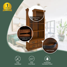Load image into Gallery viewer, Umber Bookshelf Bookcase 4 Tier Drawers Solid Pine Timber Wood - Dark Brown