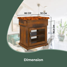 Load image into Gallery viewer, Umber Kitchen Work Bench Storage Trolley Solid Pine Wood Portable Cart Wheels