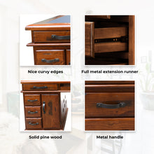 Load image into Gallery viewer, Umber Study Computer Desk 165cm Office Executive Table Solid Wood - Dark Brown