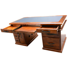 Load image into Gallery viewer, Umber Study Computer Desk 165cm Office Executive Table Solid Wood - Dark Brown