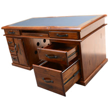 Load image into Gallery viewer, Umber Study Computer Desk 165cm Office Executive Table Solid Wood - Dark Brown