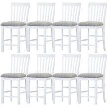 Load image into Gallery viewer, Laelia Tall Bar Chair Stool Set of 8 Solid Acacia Wood Coastal Furniture - White