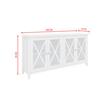 Load image into Gallery viewer, Daisy Buffet Table 180cm 4 Glass Doors Wood Hampton Style - White