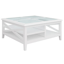 Load image into Gallery viewer, White Daisy Coffee Table 100cm Glass Top Wood Hamptons Style