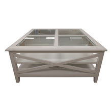 Load image into Gallery viewer, White Daisy Coffee Table 100cm Glass Top Wood Hamptons Style