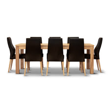 Load image into Gallery viewer, Rosemallow 9pc Dining Set 210cm Table 8 Black PU Chair Solid Messmate Timber