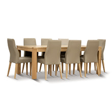Load image into Gallery viewer, Rosemallow 9pc Dining Set 210cm Table 8 Silver PU Chair Solid Messmate Timber