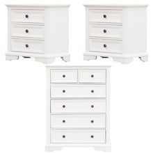Load image into Gallery viewer, Celosia 2pc Bedside Tallboy 3pc Bedroom Set Nightstand Storage Cabinet - White