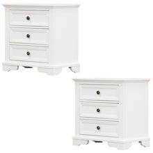 Load image into Gallery viewer, Celosia Bedside Table Set of 2pcs - 3 Drawers Storage Cabinet Nightstand - White