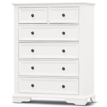 Load image into Gallery viewer, Celosia Tallboy 6 Chest of Drawers Solid Acacia Wood Bed Storage Cabinet - White