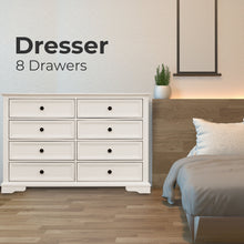 Load image into Gallery viewer, Celosia Dresser 8 Chest of Drawers Bedroom Acacia Timber Storage Cabinet - White