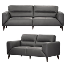 Load image into Gallery viewer, Downy Genuine Leather Sofa Set 3 + 2 Seater Upholstered Lounge Couch - Gunmetal
