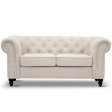 Load image into Gallery viewer, Mellowly 2 Seater Sofa Fabric Uplholstered Chesterfield Lounge Couch - Beige