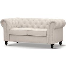 Load image into Gallery viewer, Mellowly 2 Seater Sofa Fabric Uplholstered Chesterfield Lounge Couch - Beige