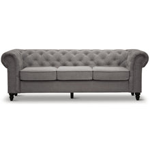 Load image into Gallery viewer, Mellowly 3 Seater Sofa Fabric Uplholstered Chesterfield Lounge Couch - Grey