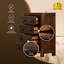 Load image into Gallery viewer, Comfortis 4pc Queen Bed Frame Suite Bedside Tallboy Furniture Package - Walnut
