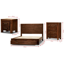 Load image into Gallery viewer, Comfortis 4pc King Bed Frame Suite Bedside Tallboy Furniture Package - Walnut