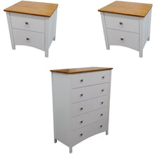 Load image into Gallery viewer, Lobelia Bedside Tallboy 3pc Bedroom Set Drawers Nightstand Storage Cabinet - WHT