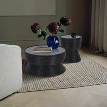 Load image into Gallery viewer, Clover Rattan Round Side End Table 46cm with Glass Top - Distressed Black