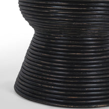 Load image into Gallery viewer, Clover Rattan Round Side End Table 46cm with Glass Top - Distressed Black