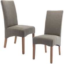 Load image into Gallery viewer, Aksa Fabric Upholstered Dining Chair Set of 2 Solid Pine Wood Furniture - Grey