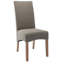 Load image into Gallery viewer, Aksa Fabric Upholstered Dining Chair Set of 2 Solid Pine Wood Furniture - Grey