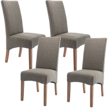 Load image into Gallery viewer, Aksa Fabric Upholstered Dining Chair Set of 4 Solid Pine Wood Furniture - Grey