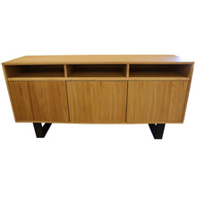 Load image into Gallery viewer, Petunia Buffet Table 160cm 3 Door 3 Niche Elm Timber Wood Metal Leg - Natural