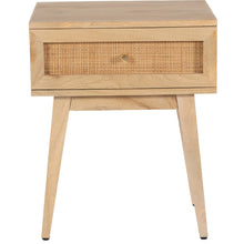 Load image into Gallery viewer, Olearia Bedside Table 1 Drawer Storage Cabinet Solid Mango Wood Rattan Natural