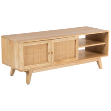 Load image into Gallery viewer, Olearia  ETU Entertainment TV Unit 117cm Solid Mango Wood Rattan 2 Door Natural