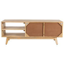 Load image into Gallery viewer, Olearia  ETU Entertainment TV Unit 117cm Solid Mango Wood Rattan 2 Door Natural