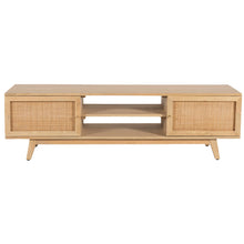 Load image into Gallery viewer, Olearia  ETU Entertainment TV Unit 150cm Solid Mango Wood Rattan 2 Door Natural