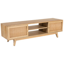 Load image into Gallery viewer, Olearia  ETU Entertainment TV Unit 150cm Solid Mango Wood Rattan 2 Door Natural