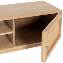 Load image into Gallery viewer, Olearia  ETU Entertainment TV Unit 150cm Solid Mango Wood Rattan 2 Door Natural