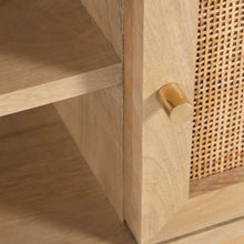 Load image into Gallery viewer, Olearia  ETU Entertainment TV Unit 150cm Solid Mango Wood Rattan 2 Door Natural