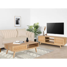 Load image into Gallery viewer, Olearia  ETU Entertainment TV Unit 175cm Solid Mango Wood Rattan 2 Door Natural