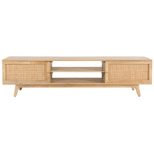 Load image into Gallery viewer, Olearia  ETU Entertainment TV Unit 175cm Solid Mango Wood Rattan 2 Door Natural