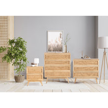 Load image into Gallery viewer, Olearia Storage Cabinet Buffet Chest of 3 Drawer Mango Wood Rattan Natural