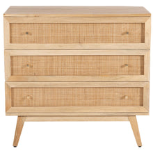 Load image into Gallery viewer, Olearia Storage Cabinet Buffet Chest of 3 Drawer Mango Wood Rattan Natural