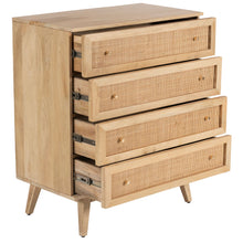 Load image into Gallery viewer, Olearia Storage Cabinet Buffet Chest of 4 Drawer Mango Wood Rattan Natural