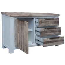 Load image into Gallery viewer, Plumeria Buffet Table 145cm 1 Door 3 Drawer Solid Acacia Timber - White Brush
