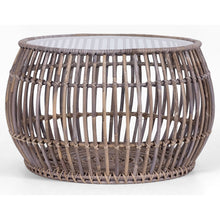Load image into Gallery viewer, Sage 70cm Glass Topped Rattan Round Coffee Table - Natural